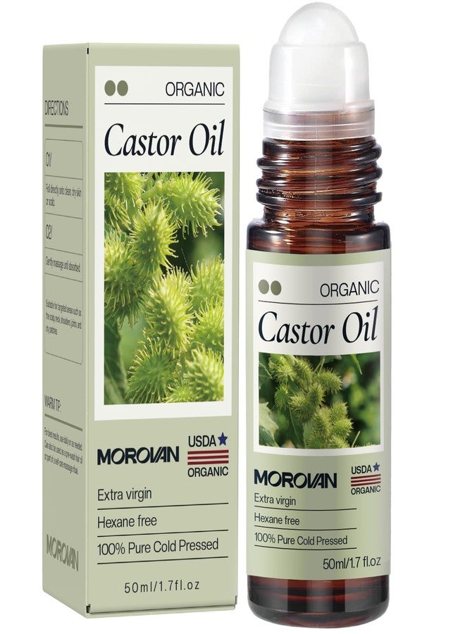 Morovan Castor Oil Roll On 50ml: Organic Castor Oil for Hair Growth, Eyebrows & Eyelashes, Nourishes Sparse Hair Strengthens Hair Roots, For Men & Women - Image 1